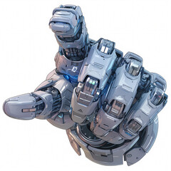Detailed 3D Illustration of a Robotic Hand Making a Gesture, Perfect for Sci-Fi and Technology Imagery