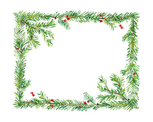 rectangle wreath christmas frame watercolor digital painting good quality