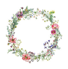 flowers wreath watercolor digital painting good quality