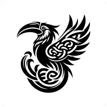 recommend clip art: hornbill bird silhouette in animal celtic knot, irish, nordic illustration
