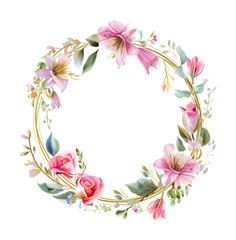 flowers wreath watercolor digital painting good quality