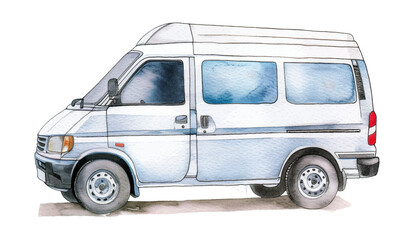 mini van watercolor digital painting good quality