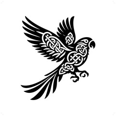 Obraz premium parrot bird silhouette in animal celtic knot, irish, nordic illustration