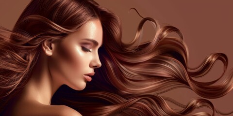 beautiful woman with healthy hair Generative AI