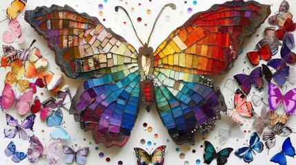 butterfly as mixed media mosaic palette.