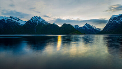  views of the Hjørundfjorden taken from Saebo during springtime, Norway