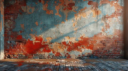 Torn poster on a brick wall, urban setting, dramatic shadows, historical and textured