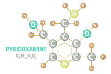Pyridoxamine Vitamin B6 Molecule Structure Formula Illustration