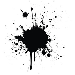 Ink paint splash drop black and white silhouette vector illustration design
