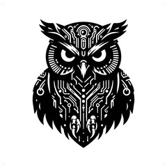 Fototapeta premium owl bird silhouette in animal cyberpunk, modern futuristic illustration