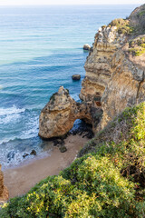 Panoramic view, Ponta da Piedade near Lagos in Algarve, Portugal. Lagos, Portugal on October 10,...