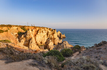 Panoramic view, Ponta da Piedade near Lagos in Algarve, Portugal. Lagos, Portugal on October 10, 2023.