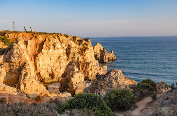 Panoramic view, Ponta da Piedade near Lagos in Algarve, Portugal. Lagos, Portugal on October 10, 2023.