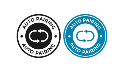 Auto pairing badge logo template. For procedure, devices relationship process information sign