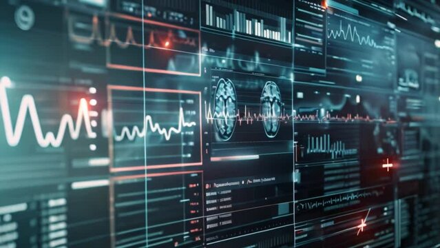 A computer screen displaying various graphs and charts, representing medical data analysis or statistical information.