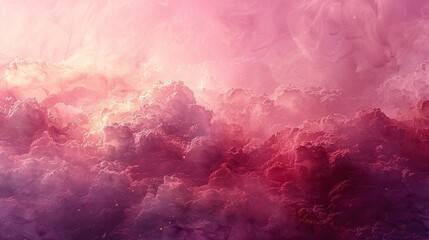 Pink clouds in the sky. The image has a dreamy, ethereal quality to it, with the pink clouds and the pink background creating a sense of wonder and mystery