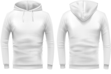 3d Realistic White Hooded Sweatshirt Illustration Front Back View