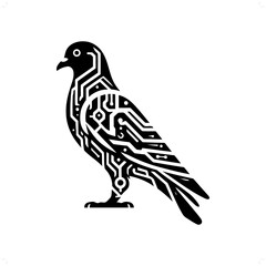 Fototapeta premium Pigeon bird silhouette in animal cyberpunk, modern futuristic illustration