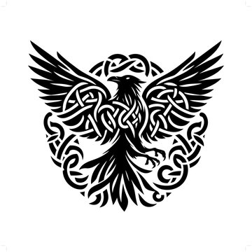 recommend clip art: raven bird  silhouette in animal celtic knot, irish, nordic illustration