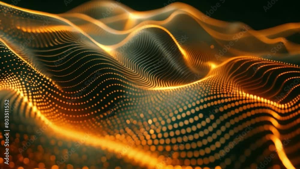 Aufkleber A mesmerizing display of golden dots forming dynamic, undulating patterns.