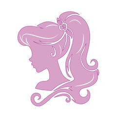 Vector illustration of a woman's face silhouette on separate white background