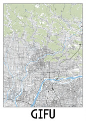 Gifu Japan map poster art