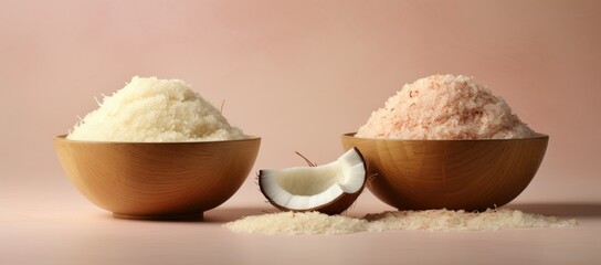 Wooden bowls filled with food