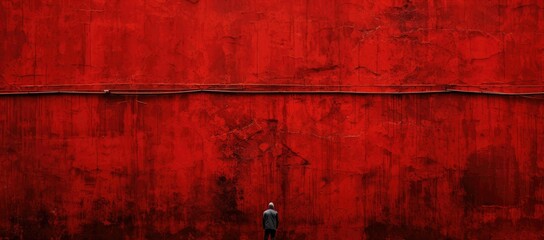 Person standing in front of red wall