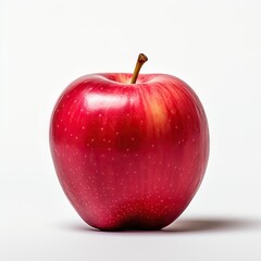 Red apple on white table
