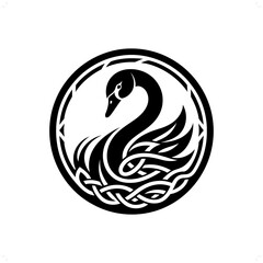 swan silhouette in animal celtic knot, irish, nordic illustration