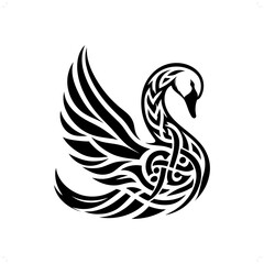 swan silhouette in animal celtic knot, irish, nordic illustration