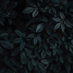 Dark Green Leaves Background with Moody Lighting and Textured Foliage. Generated by AI