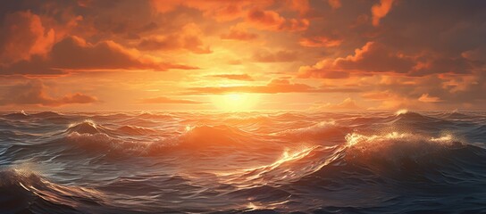 Sunset over the ocean painting