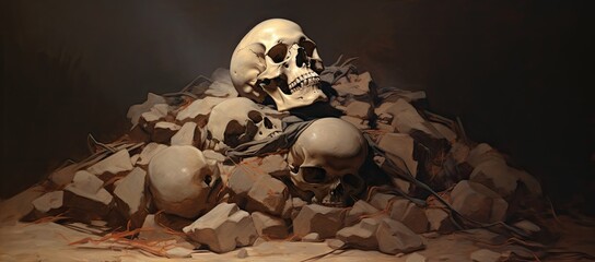 Pile of skulls on rocks