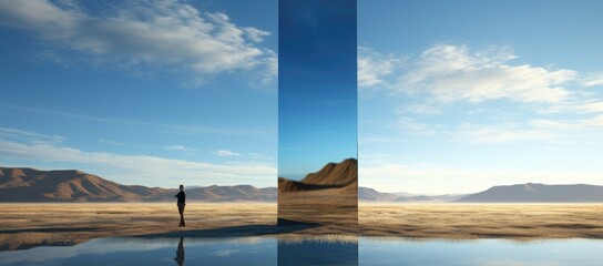 Person standing in desert