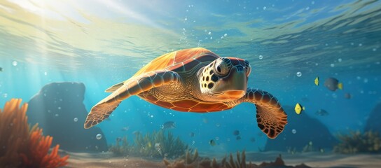 Sea turtle swimming in the ocean