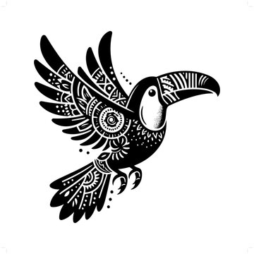 recommend clip art: toucan bird  silhouette in bohemian, boho, nature illustration