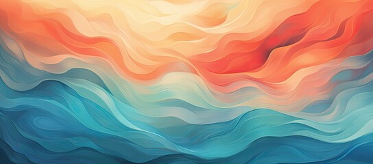 Obraz premium A vibrant painting of a colorful sky and water