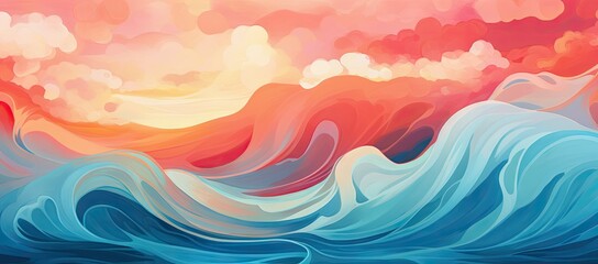 A painting of a wave in the ocean - obrazy, fototapety, plakaty