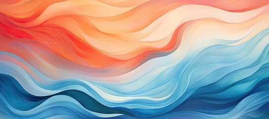 A painting of a wave of blue and orange - obrazy, fototapety, plakaty