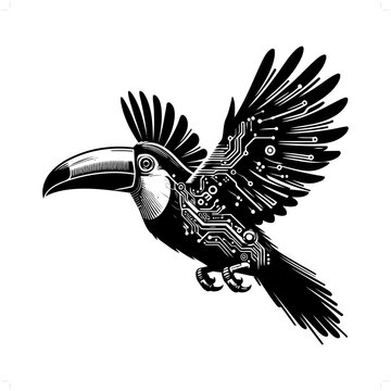 recommend clip art: toucan bird  silhouette in animal cyberpunk, modern futuristic illustration