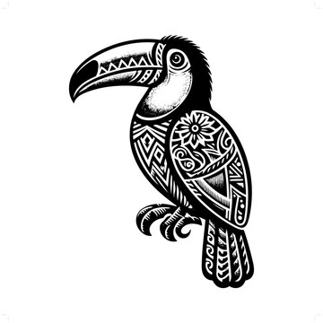 recommend clip art: toucan bird silhouette in animal ethnic, polynesia tribal illustration