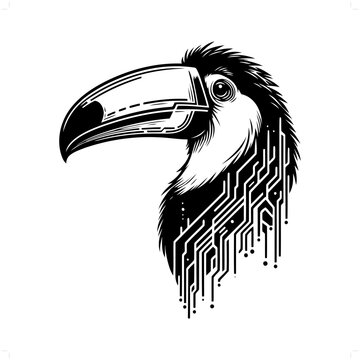 recommend clip art: toucan bird  silhouette in animal cyberpunk, modern futuristic illustration