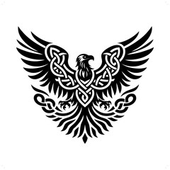 Vulture bird silhouette in animal celtic knot, irish, nordic illustration