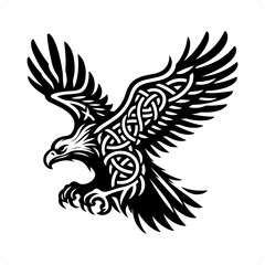 Fototapeta premium Vulture bird silhouette in animal celtic knot, irish, nordic illustration