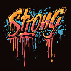 Vector illustration of graffiti style word Strike. Grunge urban background