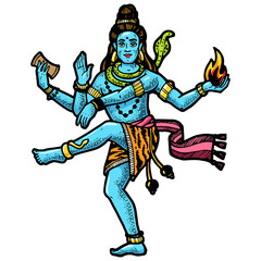 Shiva Mahadeva Hinduism indian god sketch engraving PNG illustration. Scratch board style imitation. Black and white hand drawn image.