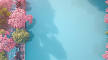 Aerial Shot of Sustainable Dam Ecosystem for World Environment Day with Ample Copy Space