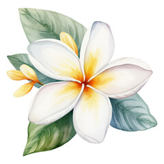 Plumeria Flower Isolated Detailed Watercolor Hand Drawn Painting Illustration