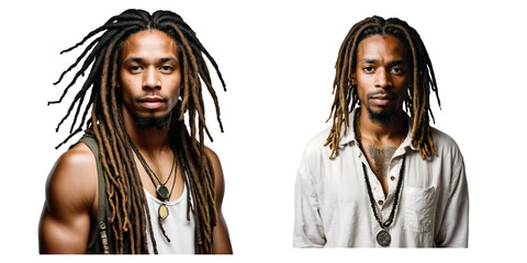 Reggae dreadlock man hair style on transparent background